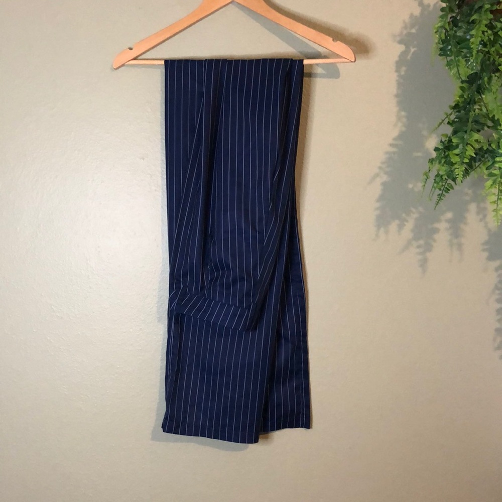 PrettyLittleThing Navy Pinstripe Pants